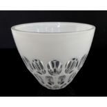 White and clear glass bowl signed ML or JW