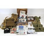 Mixed lot of WWII and other militaria to include medals, badges, cards, pouches and other items