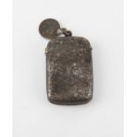 Leaf pattern silver vesta case with attached 4 pence coin, Birmingham 1901