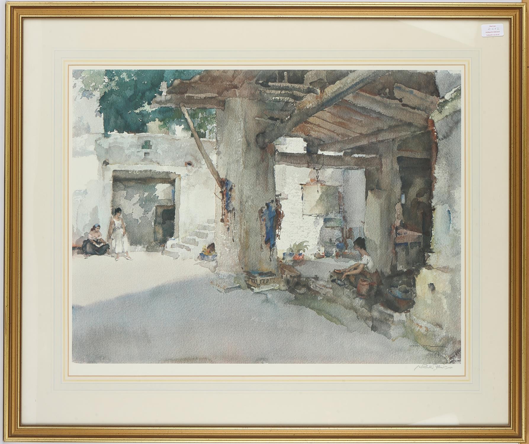 William Russell Flint (Scottish, 1880-1969) three women in a courtyard, signed print with Fine Art - Image 2 of 2