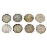 8 silver U.S half dollar coins