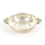 Continental silver twin handled bowl, 800 standard