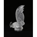 René Lalique (1860-1945), a clear and frosted glass paper-weight ‘Coq Nain’ No. 11-800,