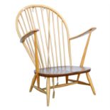 Ercol, beech and ash wood armchair, label to back for Ercol, 85cm high