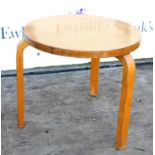 After Alto Alvar (Finnish, 1898-1976): Circular coffee table or stool, British Utility Furniture