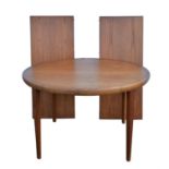 V V Mobler (Danish) Teak extending dining table, with circular top and two leaves,