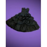 BELLVILLE SASSOON black taffeta tiered ballgown early 1980s in black with net underskirt.