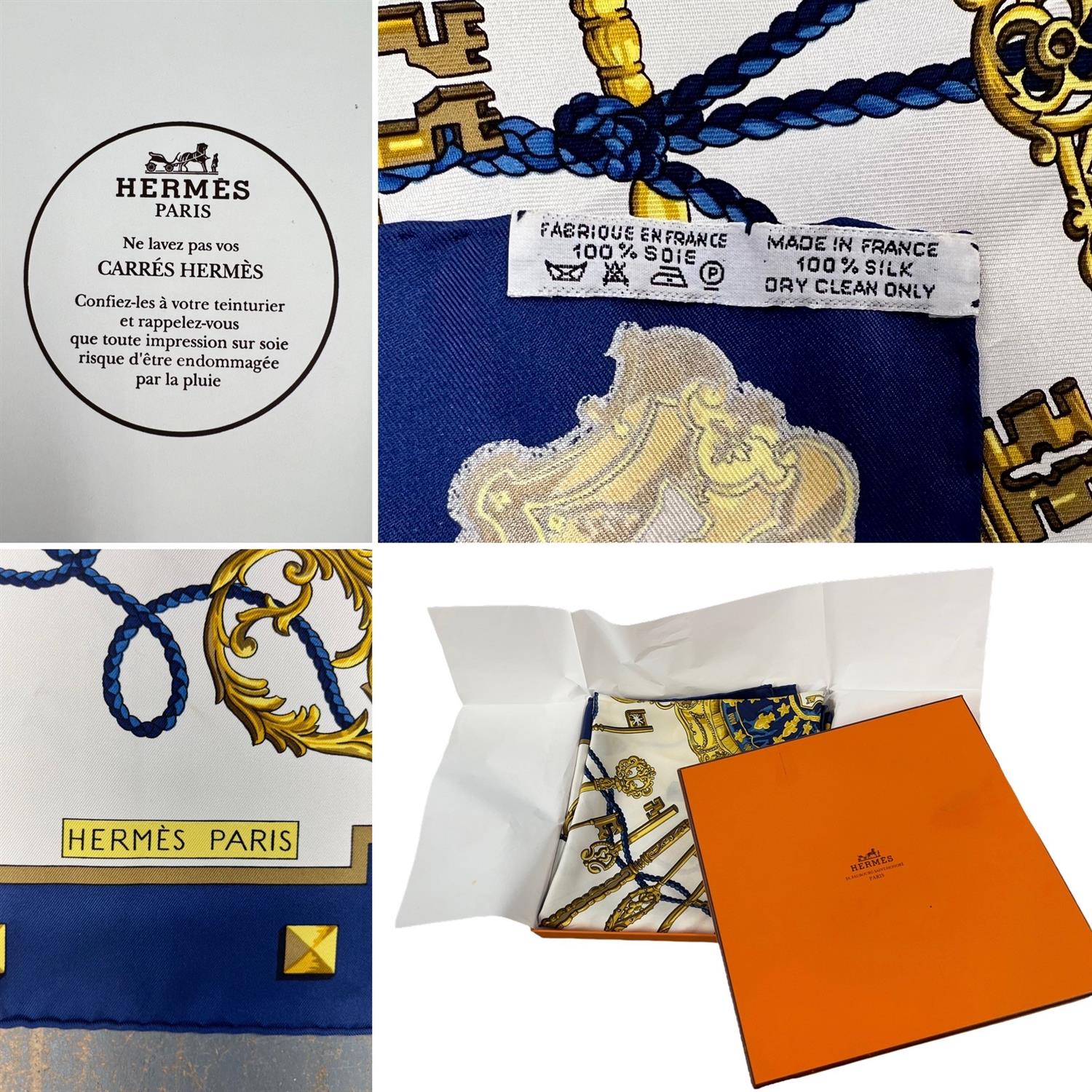 HERMES Boxed scarf "Scarfe Les Clefs" An exquisite Vintage Hermès Silk Scarf, Les Clés or Les Clefs, - Image 2 of 4