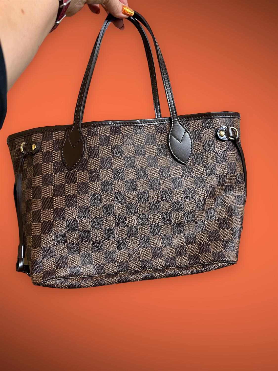 LOUIS VUITTON "NEVERFULL" N51109 Damier Ebene (Medium) tote/shoulder handbag. Coated fabric,