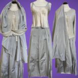 CERRUTI 1881. A ladies designer formal evening ensemble comprising four parts. A dove-grey ankle