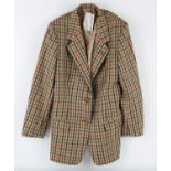 Three items: DAKS Signature blue and green checked silk and linen single breasted jacket with four