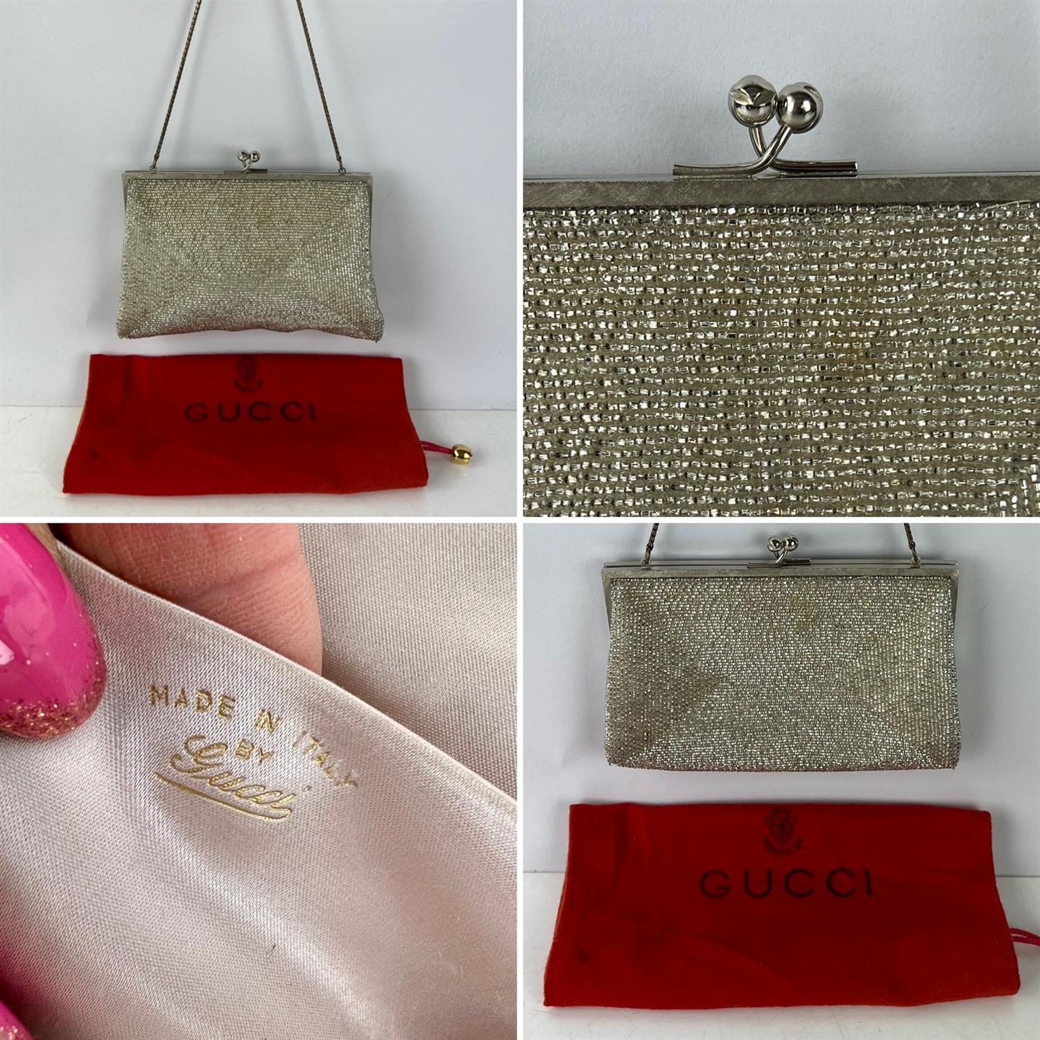 GUCCI An extremely rare  minaudière silver beaded framed evening bag. Dating from the 1960s, - Image 2 of 2