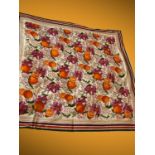 GUCCI 1973 rare floral and fruit cotton scarf (approx. 87cm X 87cm) and matching sarong (approx.