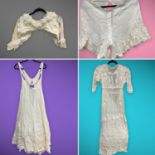 A nice collection of antique and vintage clothing and accessories including a 1960s lace top by