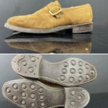 CHURCHS Gents shoes. One pair superb quality tan suede vintage single strap Westbury Monk shoes by