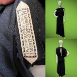 MARSHALL & SNELGROVE 1930s original long black Crepe de Chine Tea Gown, Property of Antionette Kaye,