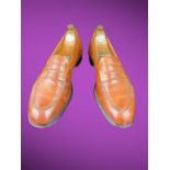 WILDSMITH & Co. One pair men's tan superb quality bespoke handmade leather vintage Penny Loafers