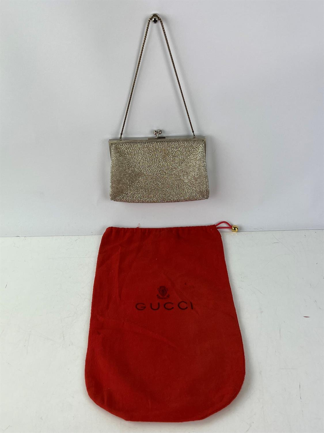 GUCCI An extremely rare  minaudière silver beaded framed evening bag. Dating from the 1960s,