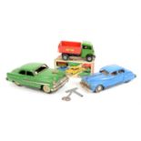 Tri-Ang Minic tip lorry (boxed with key), and loose Tri-Ang Minic clockwork car with key and