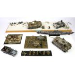 AMENDED DESCRIPTION Seven military dioramas, to include WWII scenes with tanks, buildings and