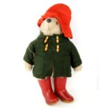 Gabrielle Designs Paddington Bear in green duffle coat, red hat and boots, and Tri-Ang tip truck