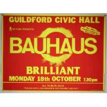 Bauhaus - original screen print concert poster from Guildford Civic Hall, rolled , 30 x 40 inches.
