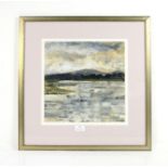 Margaret Knott, Estuary view, acrylic on paper, signed, 30cm x 30cm