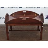 Large 20th century mahogany butlers tray on stand, 122cm x 90cm x 47.5cm