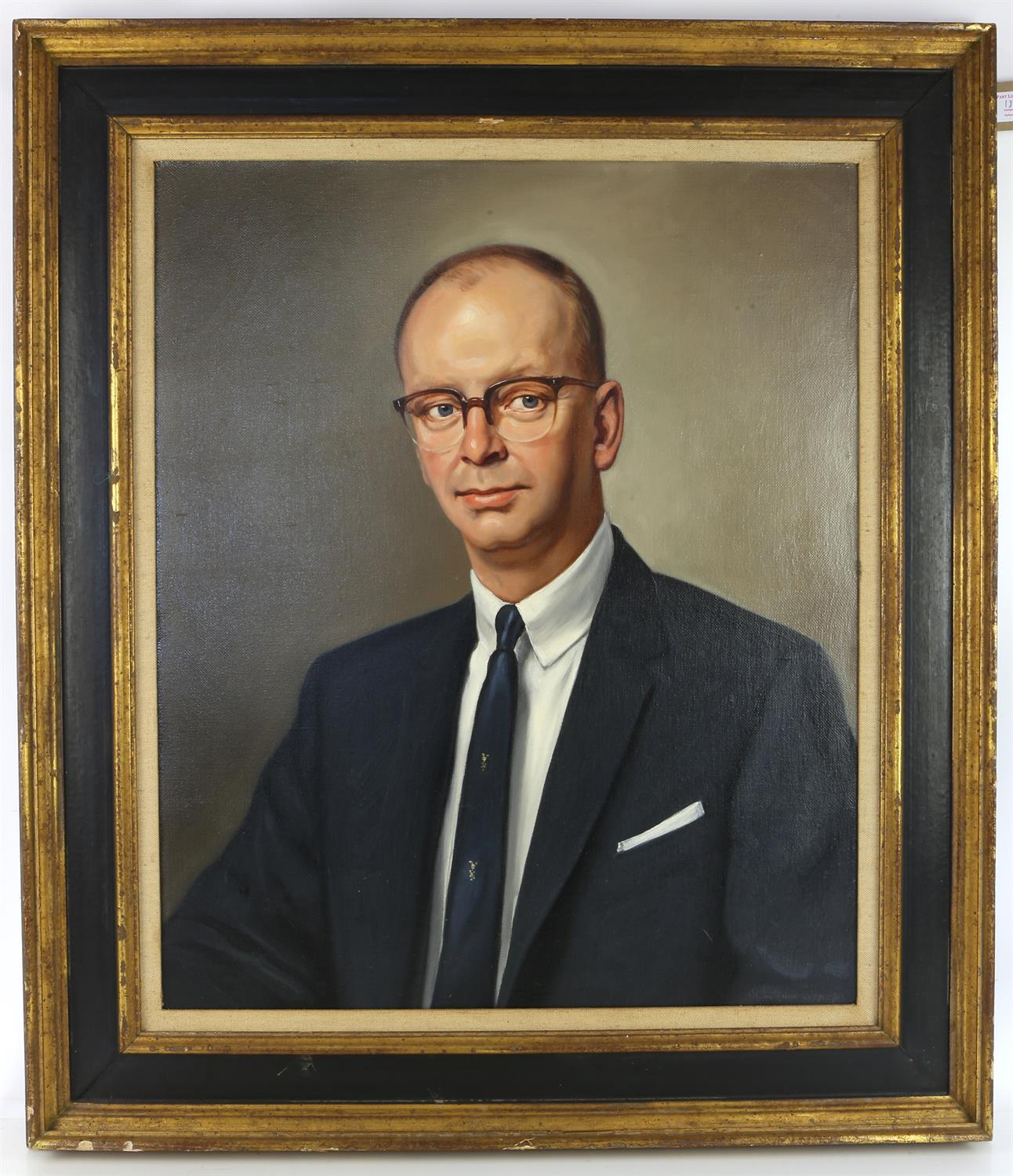 Ronald Lee Anderson (1929/30-2002) "Boardroom portrait of a gentleman" oil on canvas, - Image 2 of 4