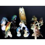 Karl Ens, Beswick, Royal Doulton, Mack, china bird groups including Beswick Thrush No 2308,