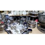 A collection of silver plate, mostly 20th century, to comprise coffee pots, tea pots,