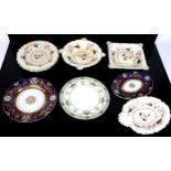 Set of ten dinner plates supplied by T. Goode & Co, with green and gilt border, 25 cm diameter,