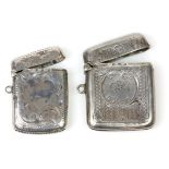 Two silver vesta cases, one with a vacant heart cartouche