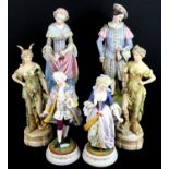 Pair of Royal Dux figures of female goddesses representing industry and the sea, 33 cm high,