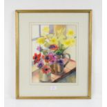 Janis Roddick (twentieth century), still life with flowers, watercolour, 32 x 25cm,