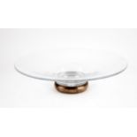 Modern silver mounted circular glass dish, 36cm diameter,