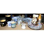 Mixed collection of porcelain and pottery, comprise four French faience dishes, Nevers,