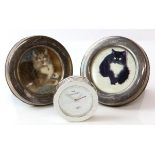 Pair of British Airways silver oval form photo frames and a cased Concorde Links of London travel