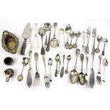 Pair of Electro Plated Nickel Silver oval bon bon dishes, plated cutlery and condiments