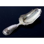 Dutch silver caddy spoon with frilled edges