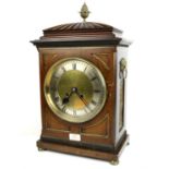 Early 19th century mahogany bracket clock case with later movement and dial, 28cm x 18cm x 50cm