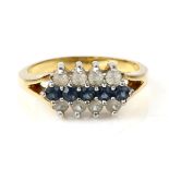 14 carat gold (tested) with white and blue paste stone ring 2.89 grams