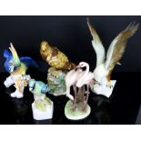 Karl Ens together with large porcelain bird groups(10)