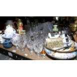 China glass and decorative items to include Coalport part dinner and tea service, table glass,
