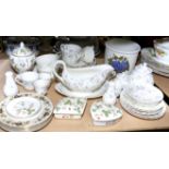 Five Wedgwood porcelain items, comprise circular box and cover, diamond shaped box and cover,