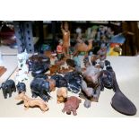 German carved wood models of bears, in black forest style, 20th Century, 13 cm high and 9 cm high,