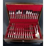 Canteen of silver plated cutlery for eight places, the knives with pistol handles, by H Perovetz