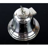 Novel silver inkwell in the form of a bell, Birmingham 1940