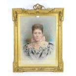 British School, c. 1900, portrait of a lady, pastel, 65 x 48cm, in a gilt frame.