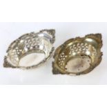 Pair of sterling silver pierced silver bon bon dishes by Gorham